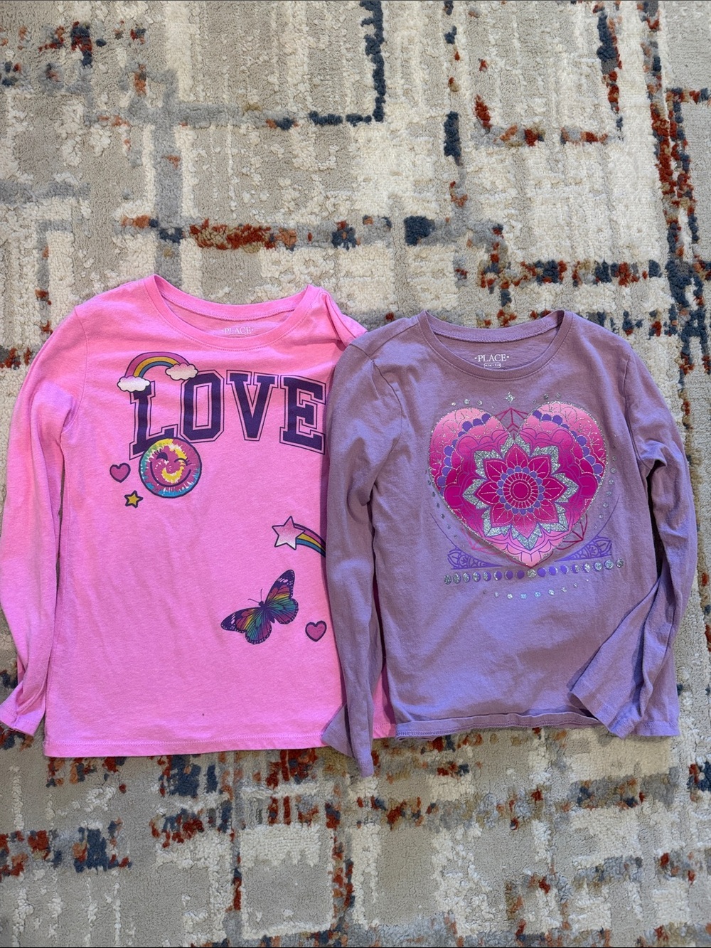 Place Girls' Long-Sleeve Graphic Tees - Pink & Lavender